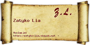 Zatyko Lia névjegykártya